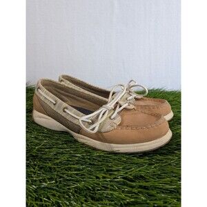 Sperry Top Sider Angelfish Boat Shoes Womens 8 M Lace Up Casual Leather Beige